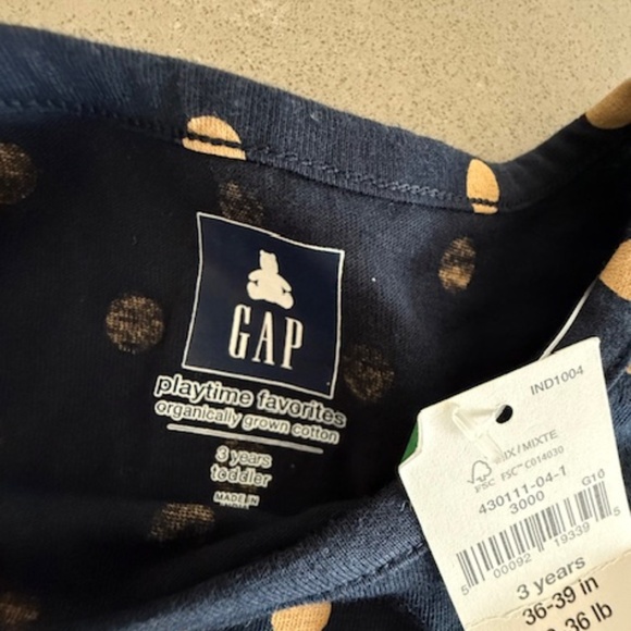 NWT 2 Toddler 3T 3 Years Girl Gap Peplum Long Sleeve Tops Red Buffalo Navy Polka - Picture 5 of 9